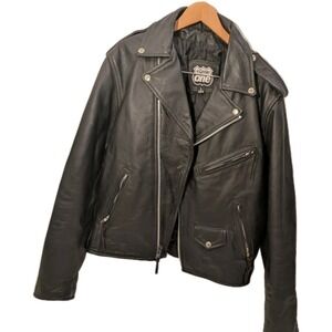 Highway One Leather Motorcycle Jacket‎ Mens L Moto YKK Belt Removed